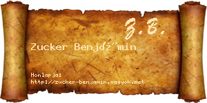 Zucker Benjámin névjegykártya